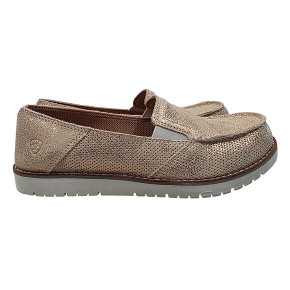 Ariat Women's Cruiser 360 Rose Gold Metallic Leather Slip-On Shoes size 8.5 BNWT - Picture 3 of 7